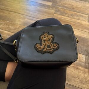 Lauren Ralph Lauren Black Crossbody Bag with Gold Logo